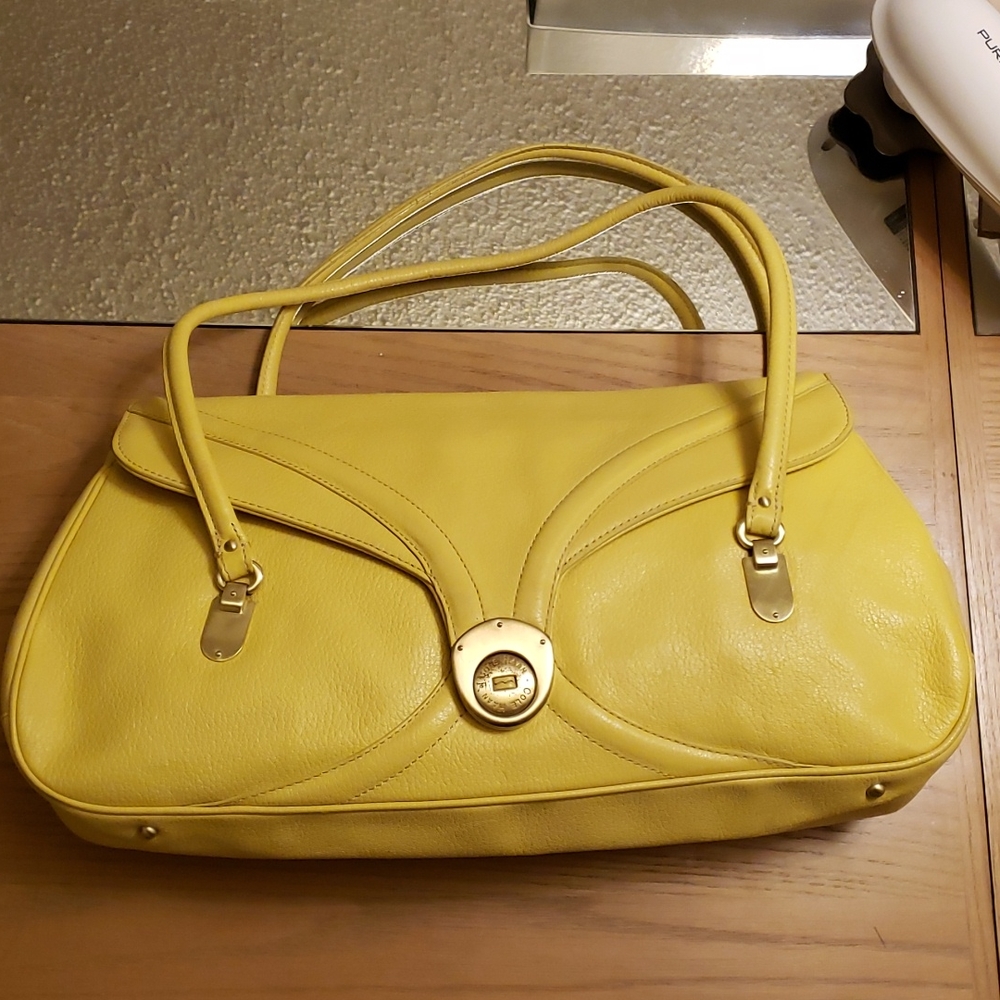 Cole Haan Yellow Leather Shoulderbag baguette 12" L x 4" W x 5.5" H